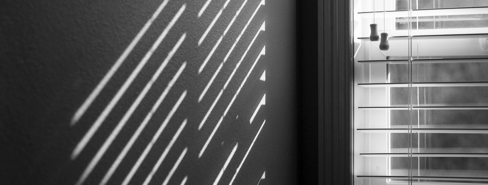 Black and white sun through blinds